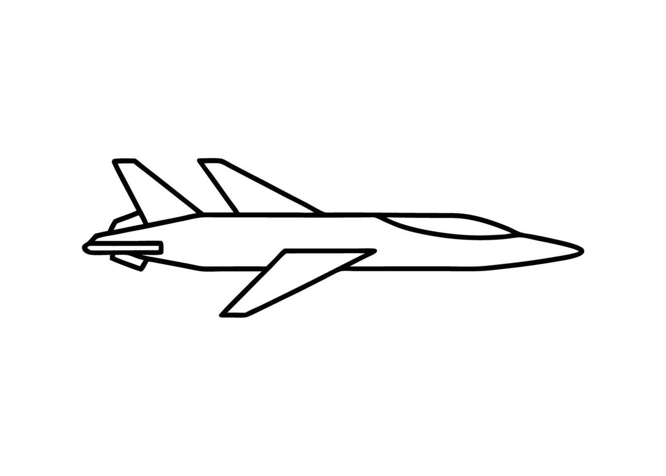 Elegant refined outline of turbojet airplane line art white background vector