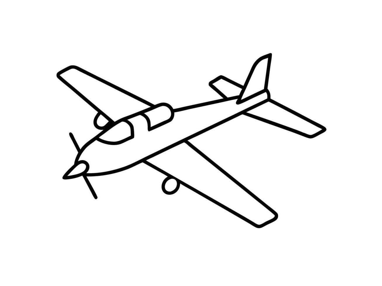 Clean minimalist drawing of small airplane during takeoff for style vector