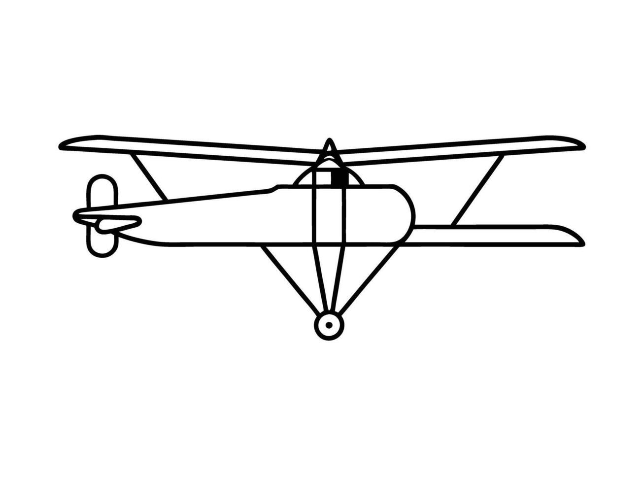 Elegant minimalist drawing of vintage biplane line art white background vector