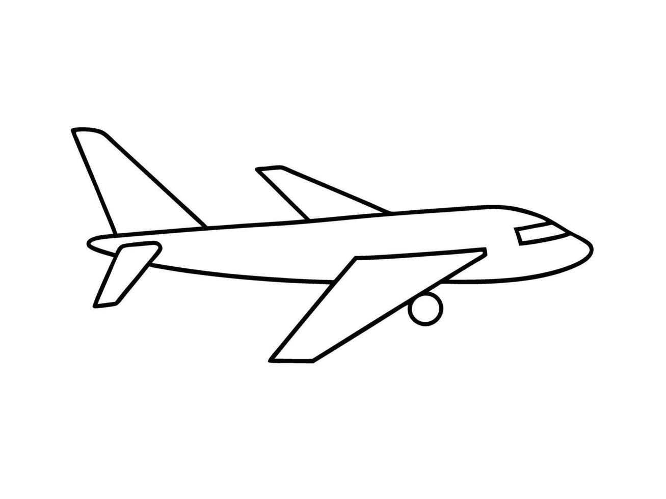 Elegant minimalist sketch of classic airplane line art white background vector