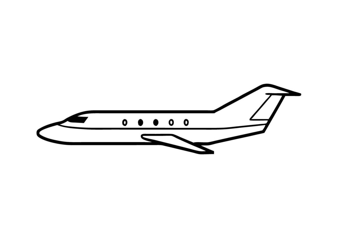 Minimalist drawing of private jet showcasing simple line art design vector