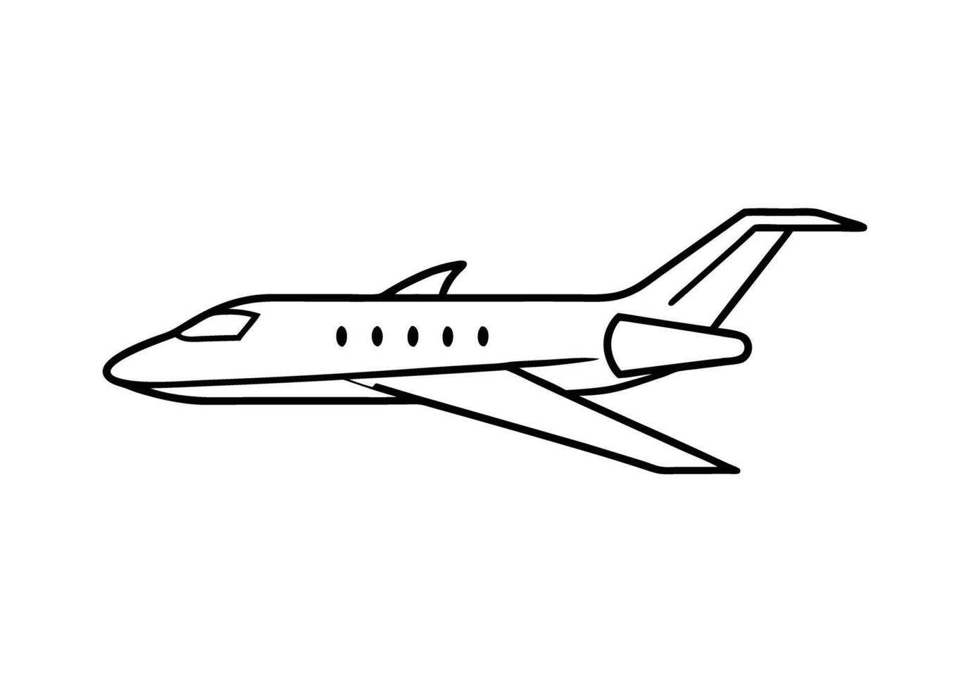 Minimalist outline of private jet featuring modern smooth design touch vector