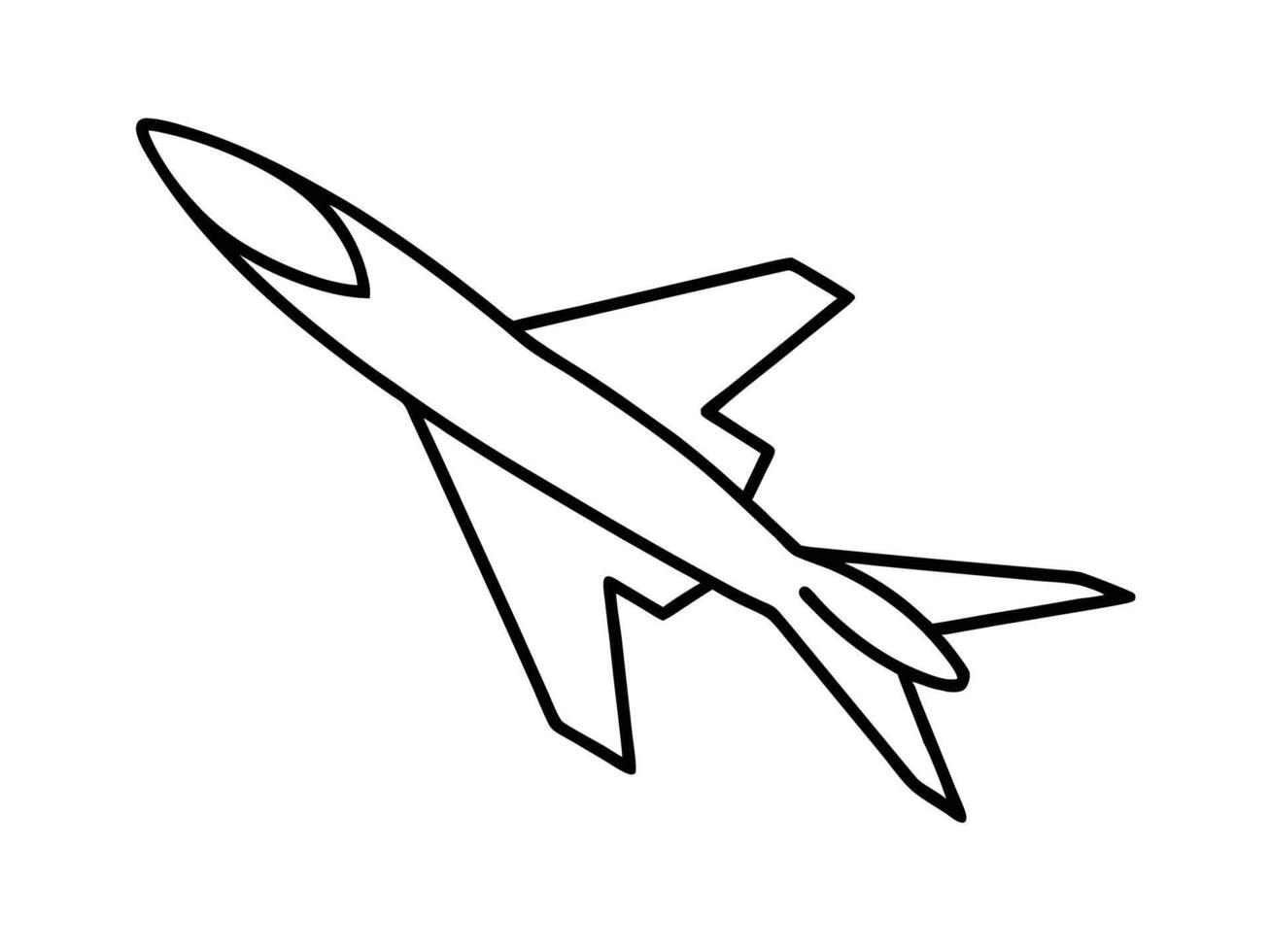 Modern minimalist jet airplane line art on white background style vector