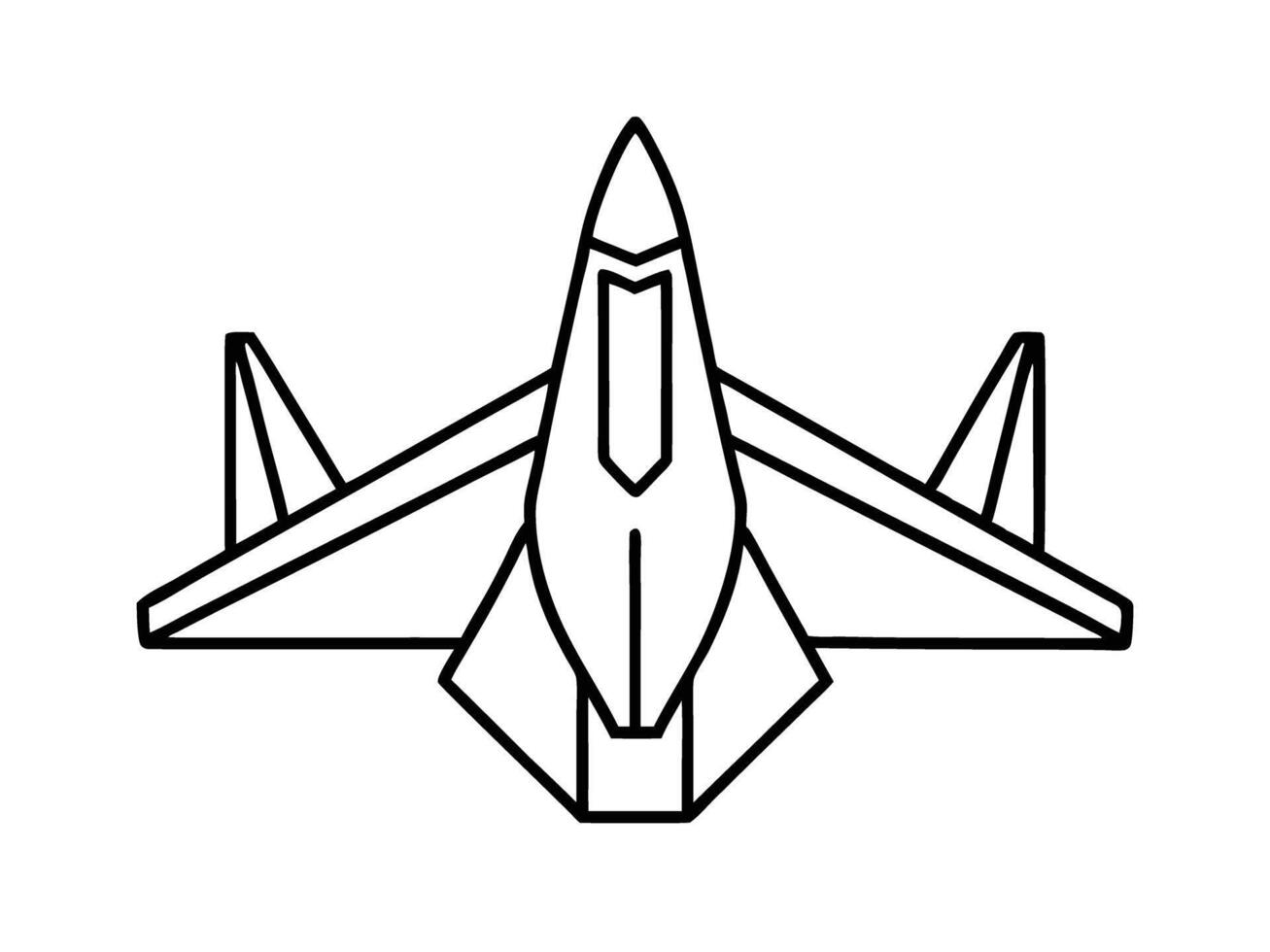 Modern fighter jet portrayed with crisp line art design effect vector