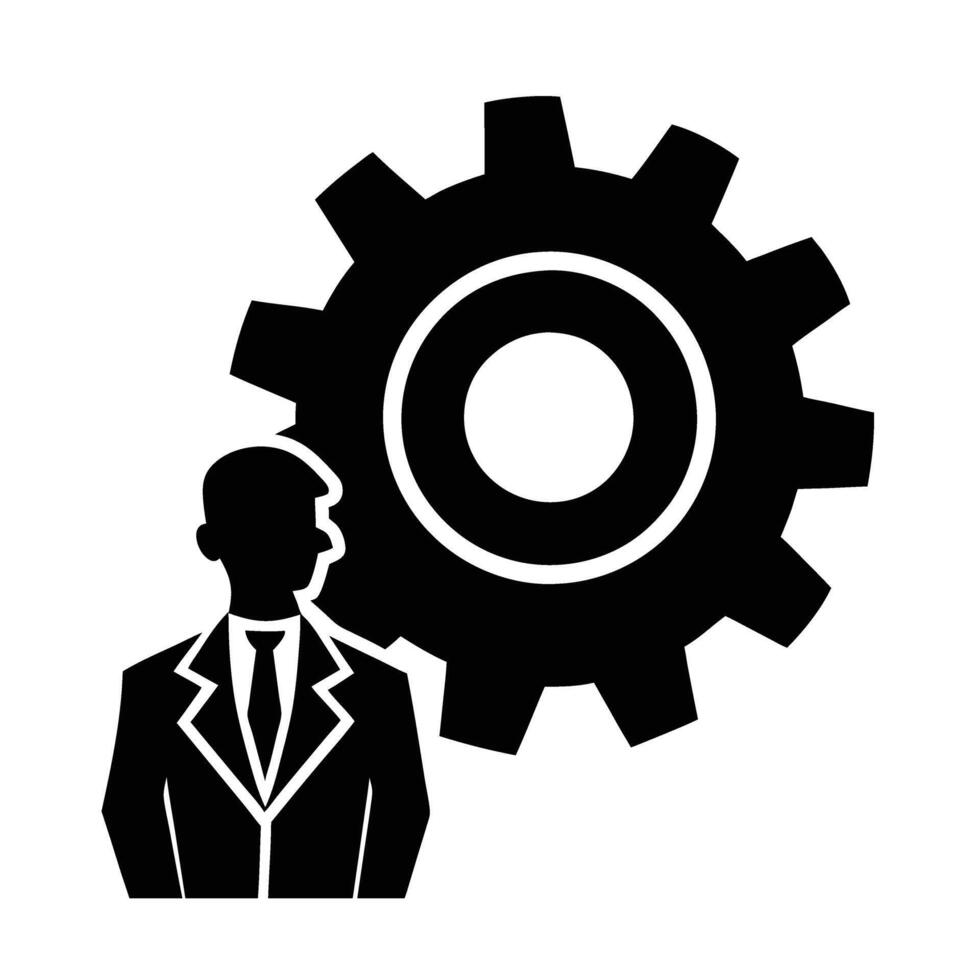 Corporate Leader with Gears Icon vector