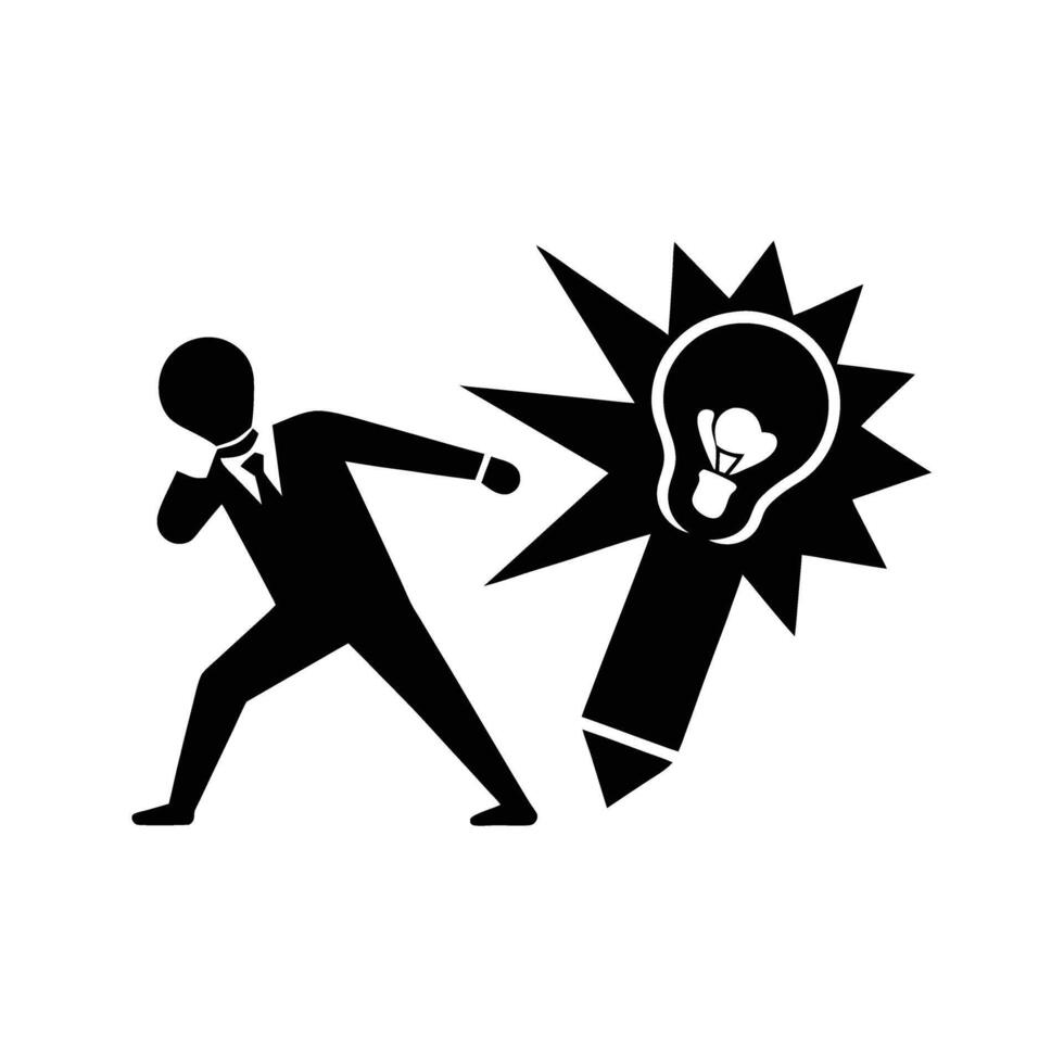 Business person boldly breaks barrier to achieve new creative breakthrough vector