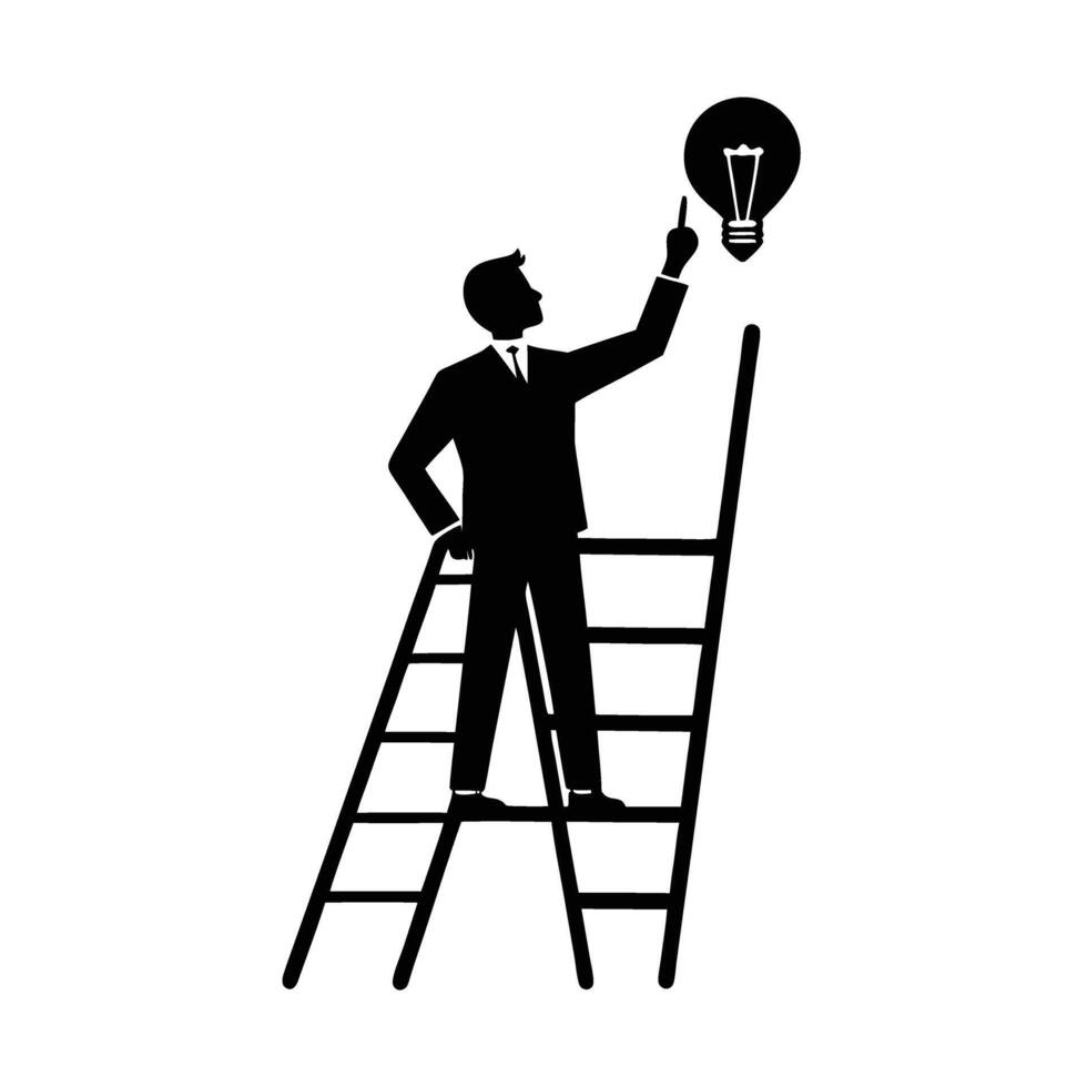 Entrepreneur climbing ladder to achieve ambitious business growth targets today vector