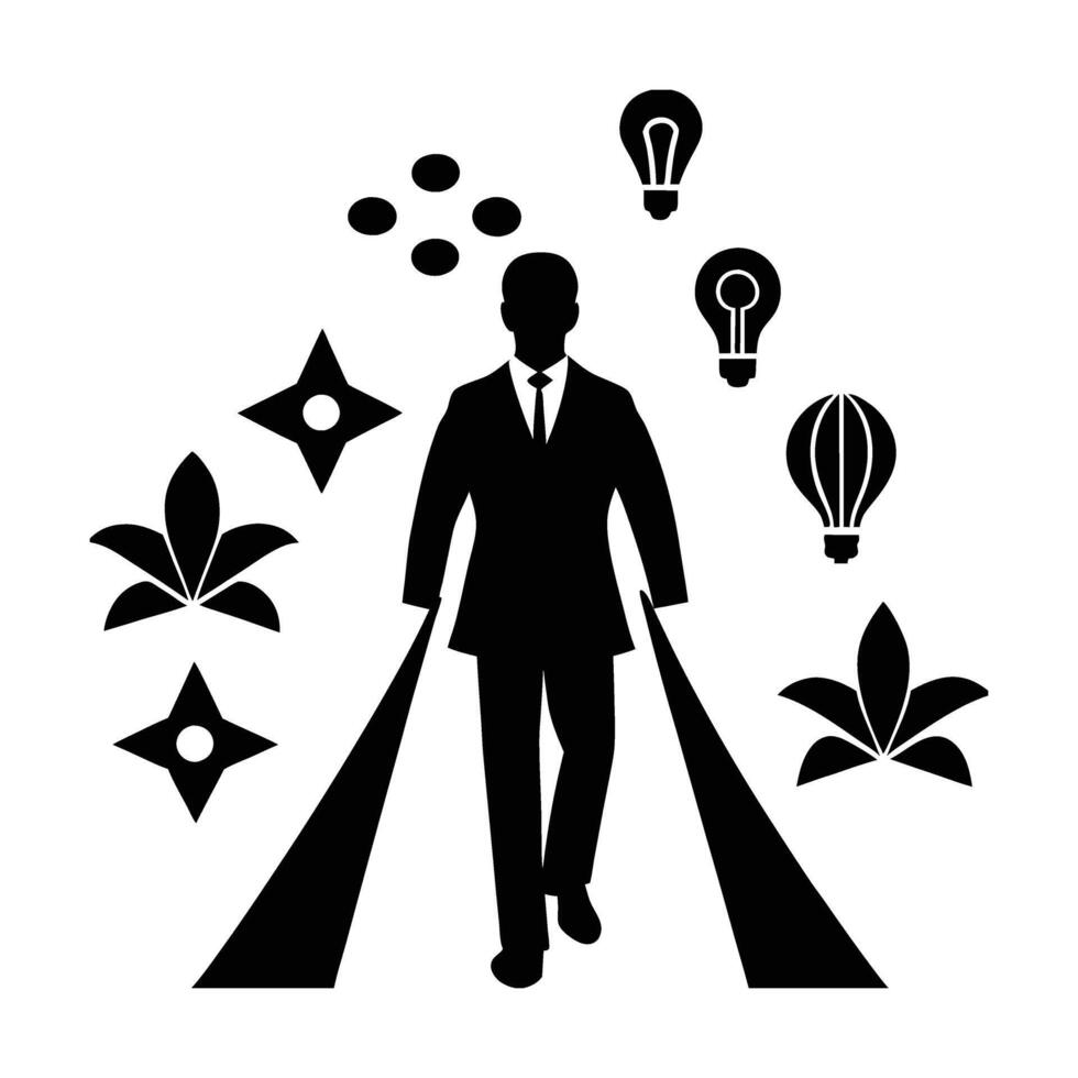 Entrepreneur strolling on idea path for continuous business improvement today vector