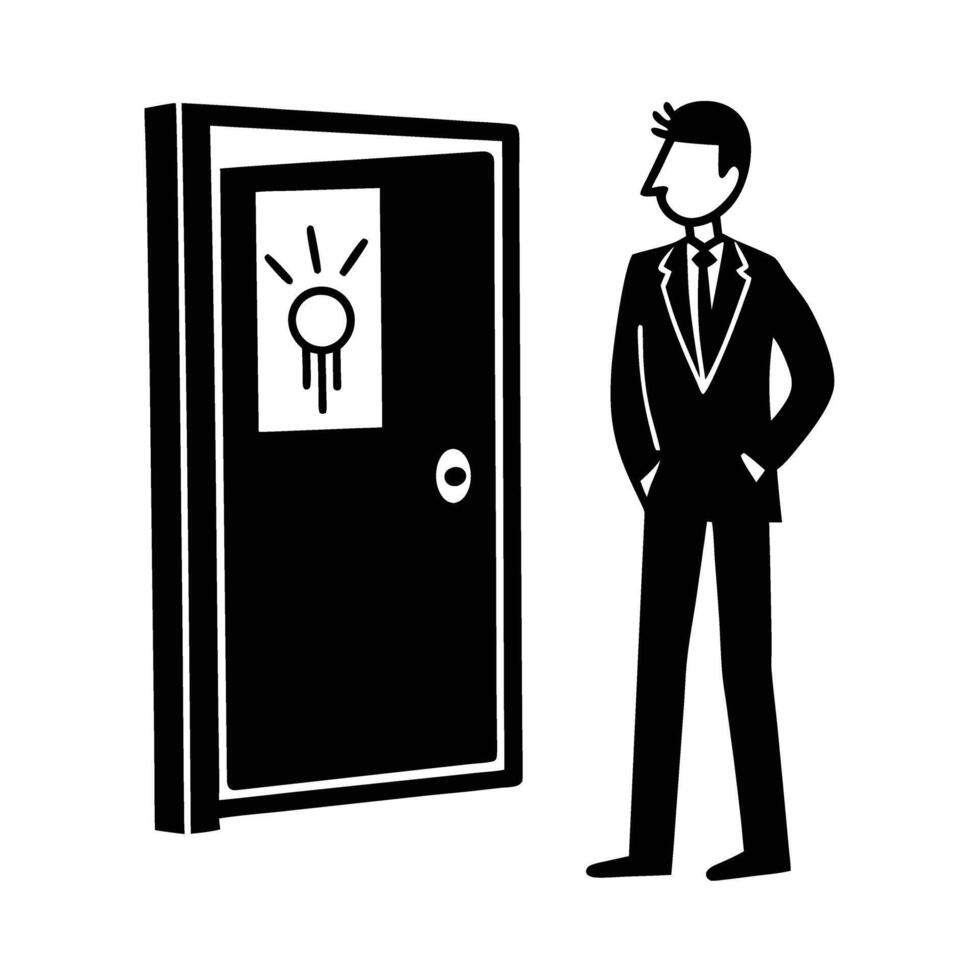Professional beside door marked for breakthrough business creative ideas today vector
