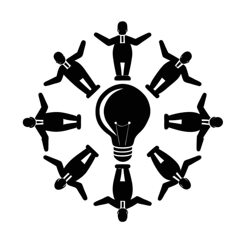 Professionals united in circle symbolizing teamwork and shared vision today vector