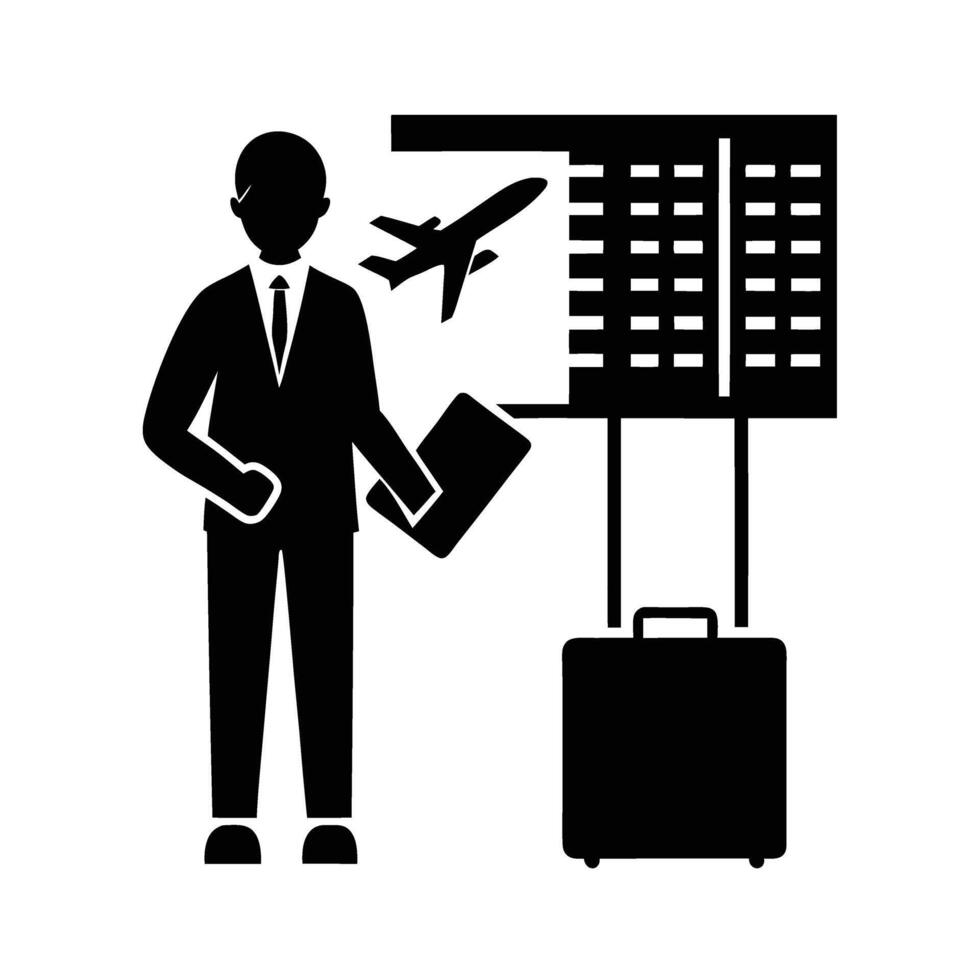 Corporate traveler checking flight schedule for efficient business journeys today vector