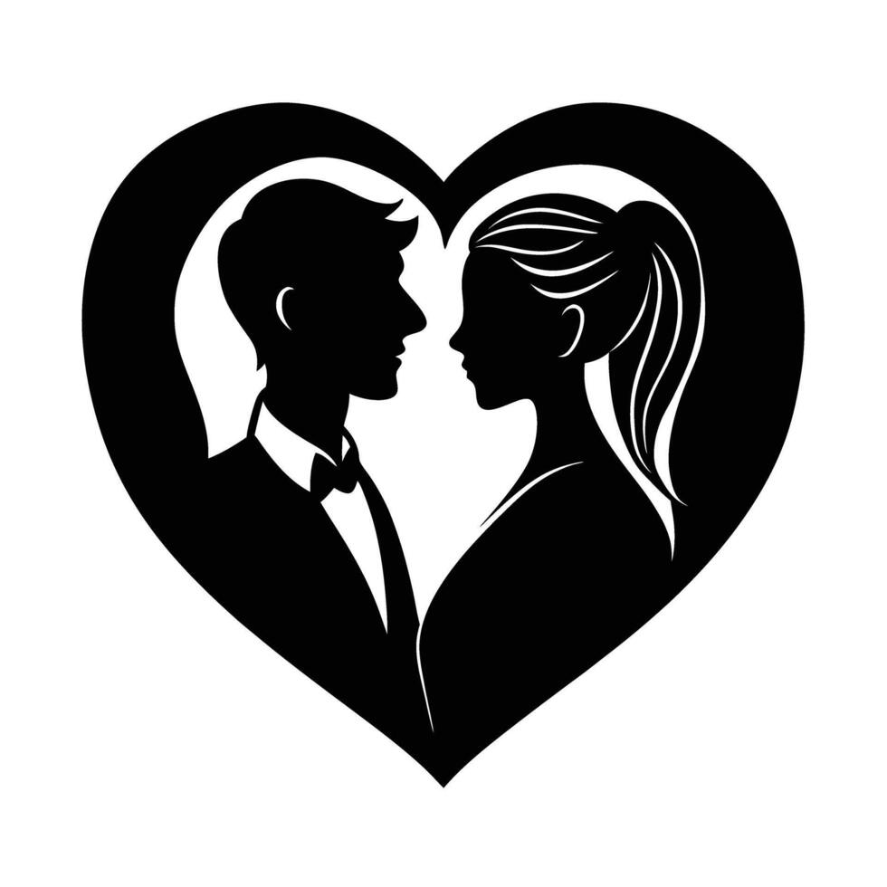 Couple forming heart with shadows in soft line art style vector