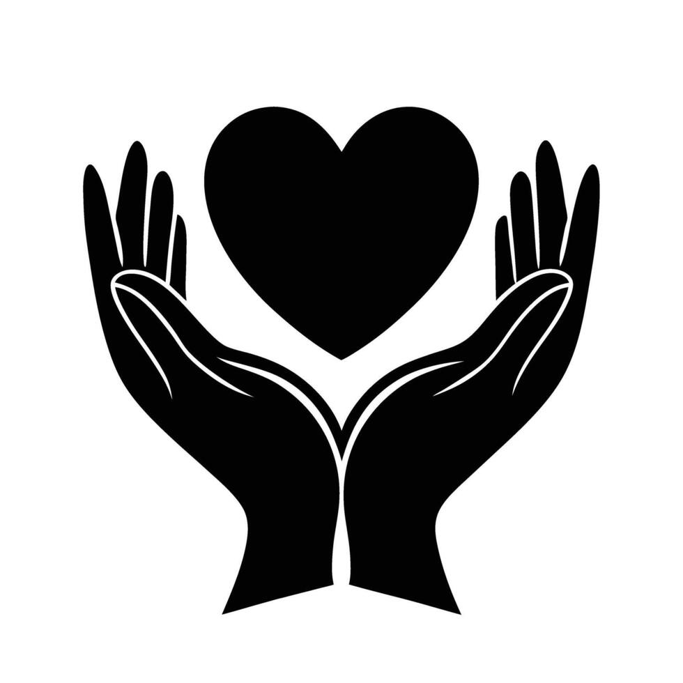 Tender hands gently offering a heart as love symbol design vector