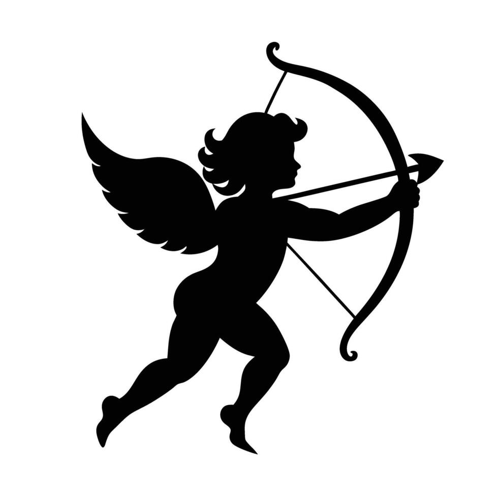 Classic cupid shooting an arrow to spark true love design vector