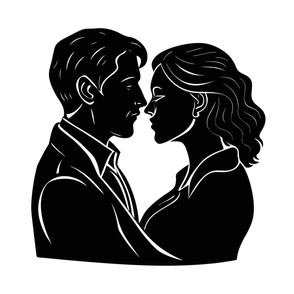 Romantic man tenderly kissing woman on her forehead art design vector
