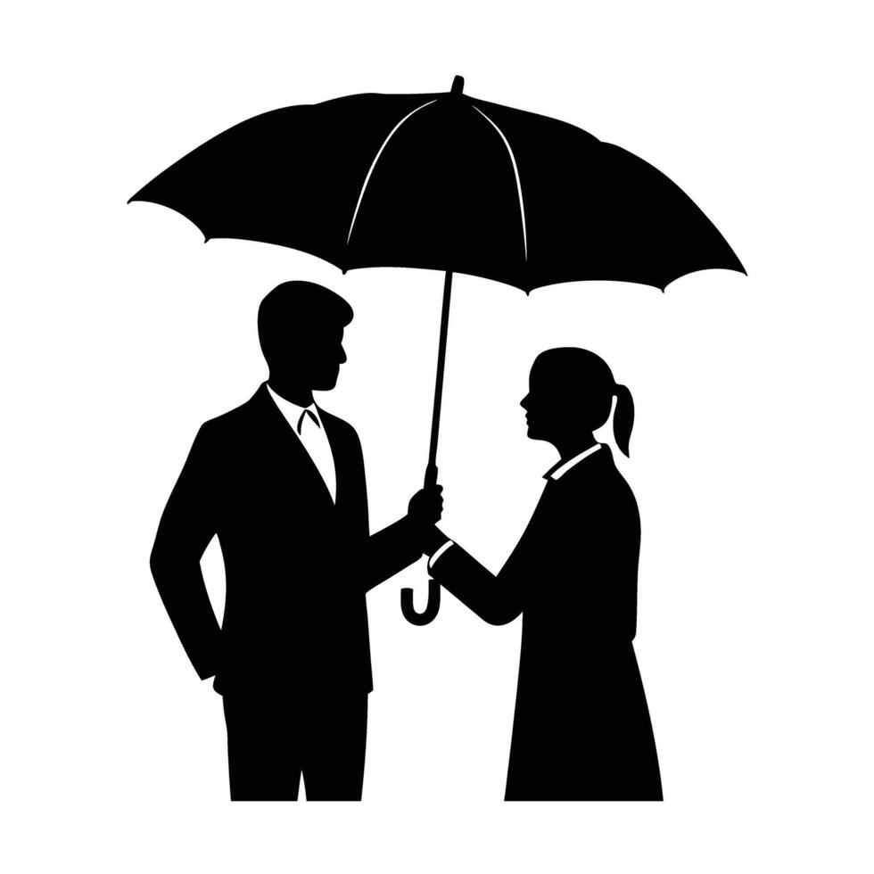 Romantic man kindly holding an umbrella for his partner design vector