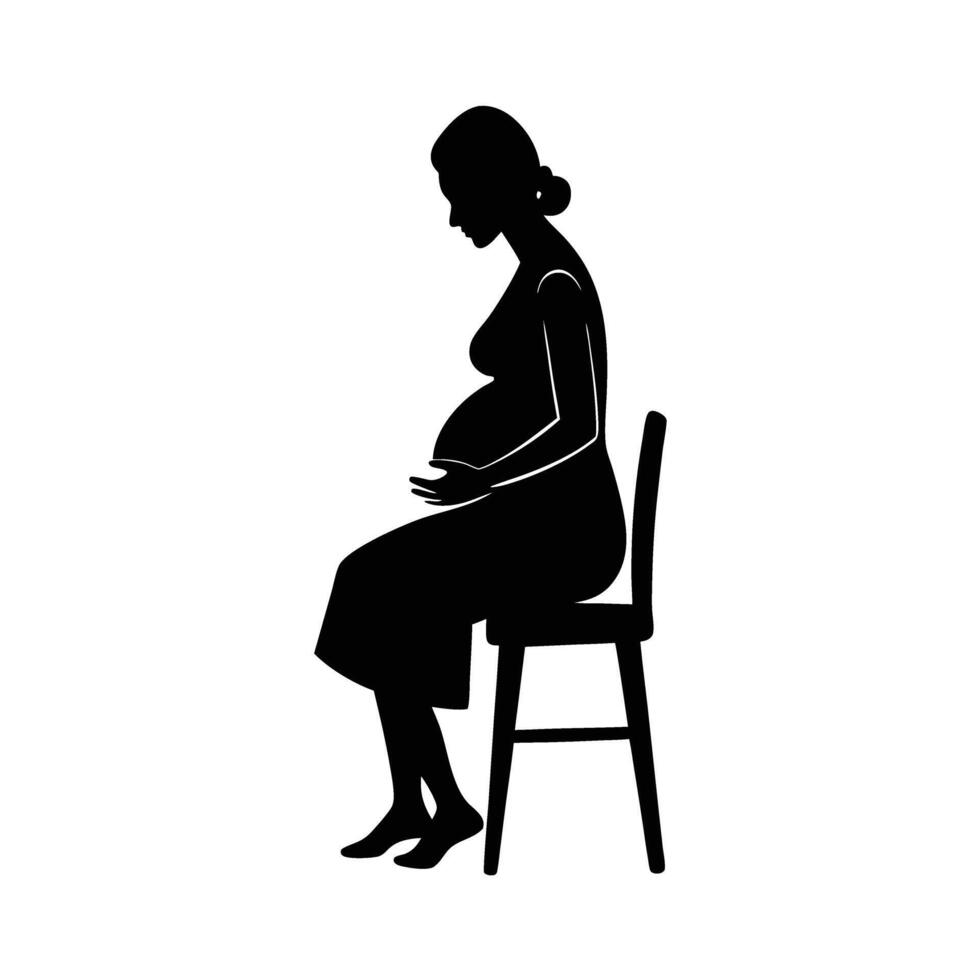 Future mother calmly seated on chair with bell in hand vector