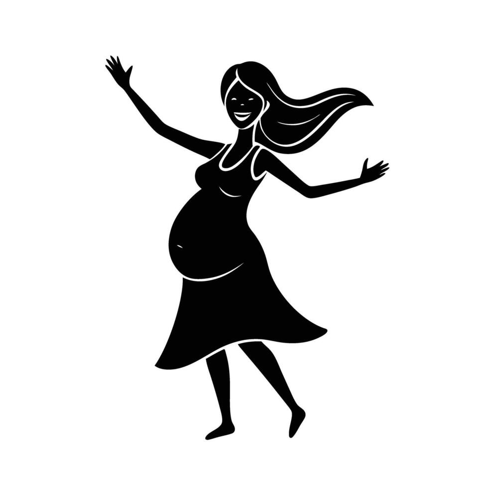 Happy pregnant woman sensing baby movement with joyful energy now vector