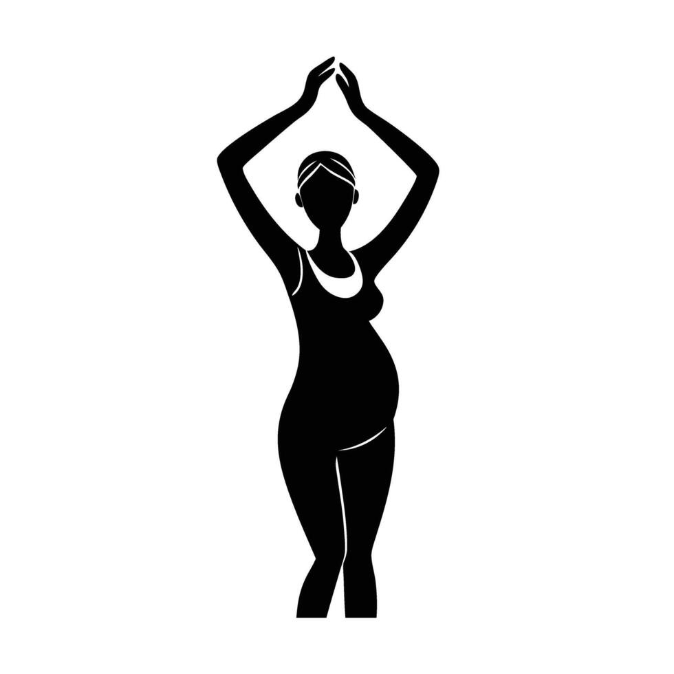 Mother to be stretching arms high above her head gracefully vector
