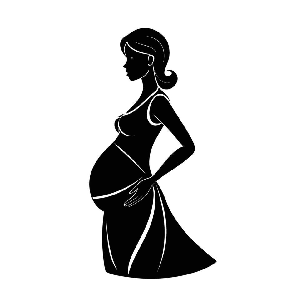 Pregnant lady wearing maternity outfit with graceful charm for today vector