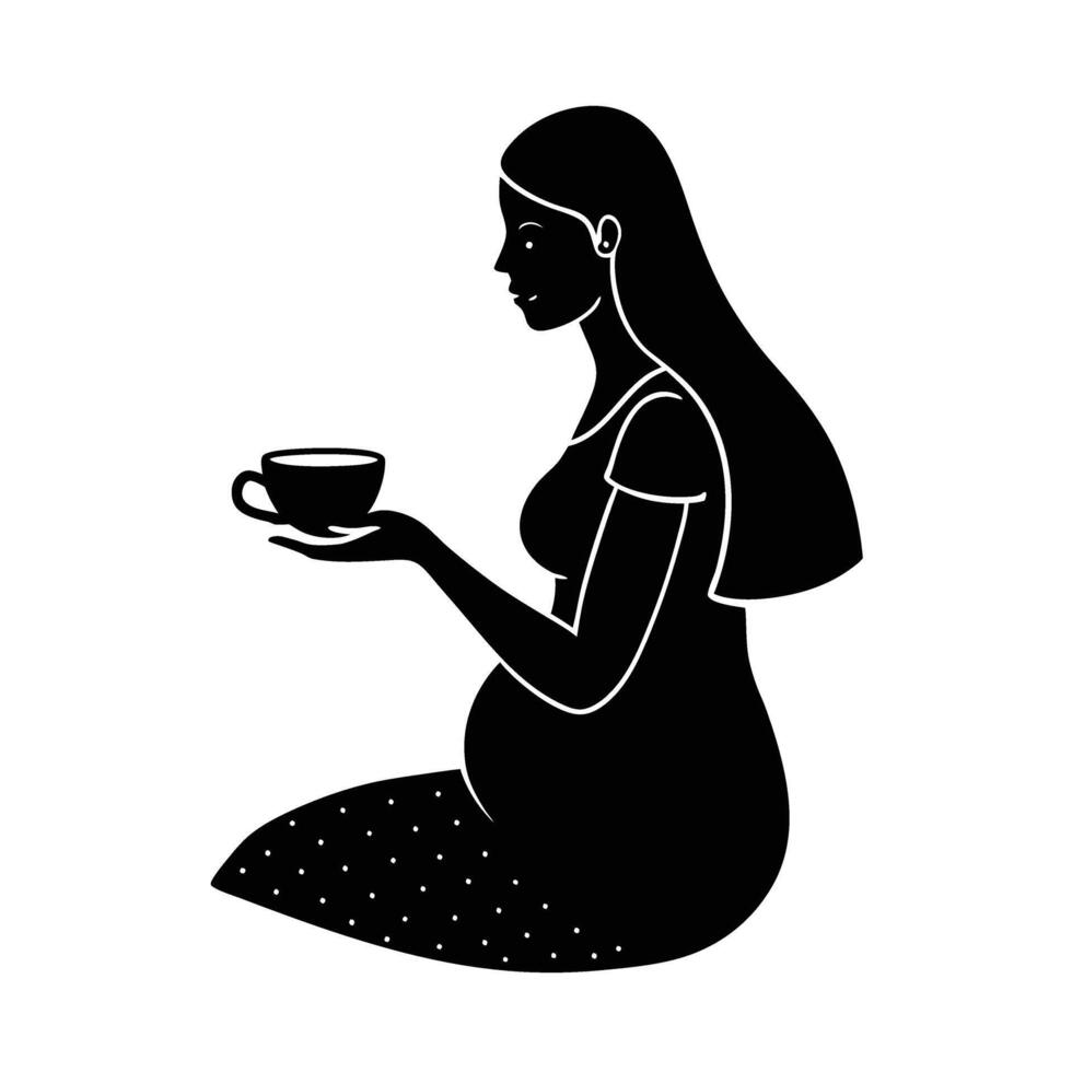 Pregnant woman peacefully enjoying a cup of soothing tea today vector