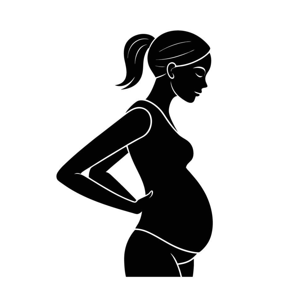 Pregnant woman with ponytail dancing energetically in lively disco vividly vector