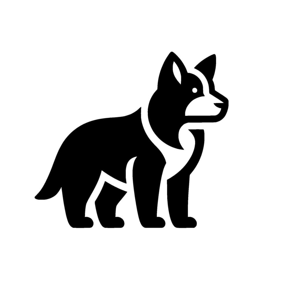 Simple, Geometric Black and White Dog , Clean Lines, Minimalist , Side Profile Silhouette on White. vector