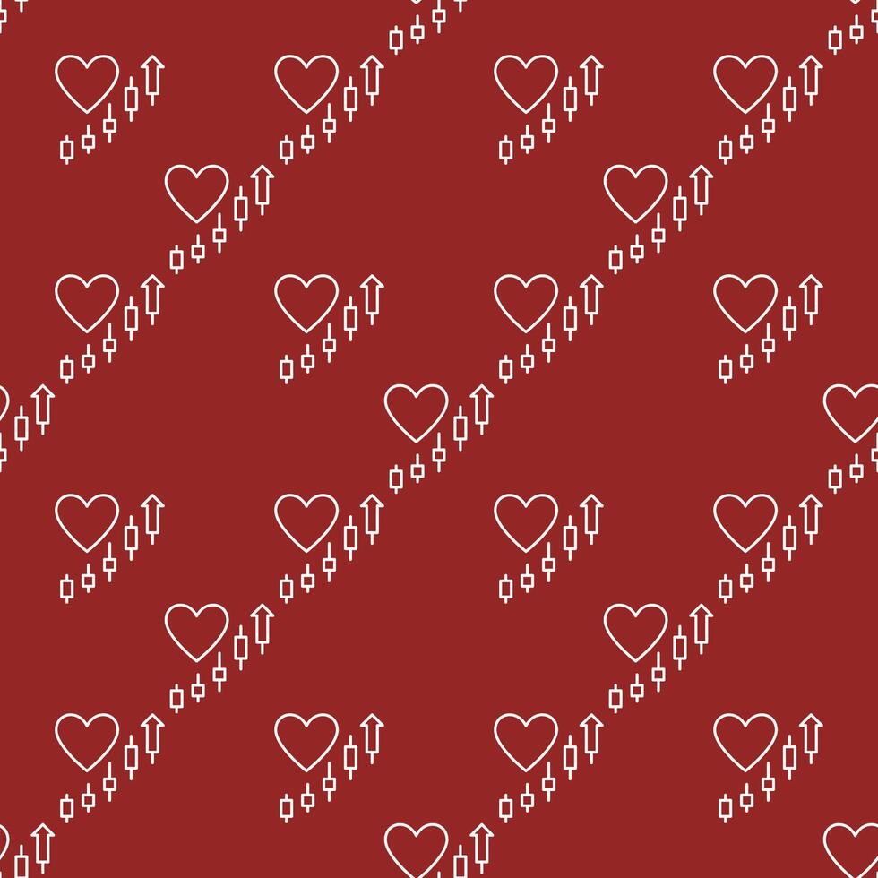 Heart with Market Chart Patterns Economic Insights colored seamless pattern vector