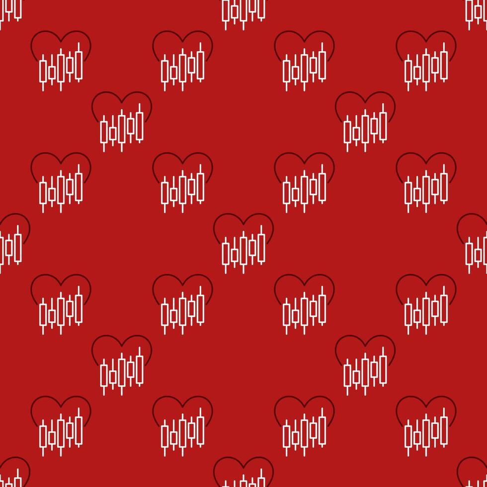Financial Chart with Heart linear seamless pattern vector