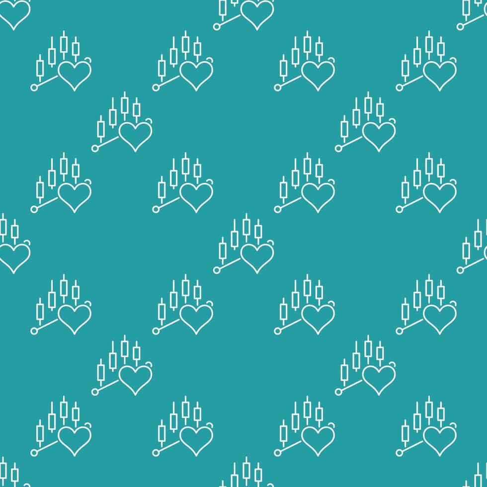 Minimalistic Heart over Trading Chart Finance and Emotion Combined linear seamless pattern vector