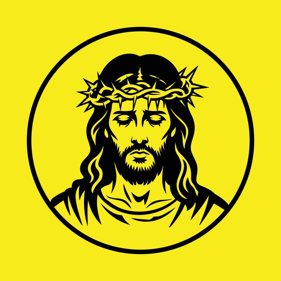Jesus Christ Portrait with Crown of Thorns vector