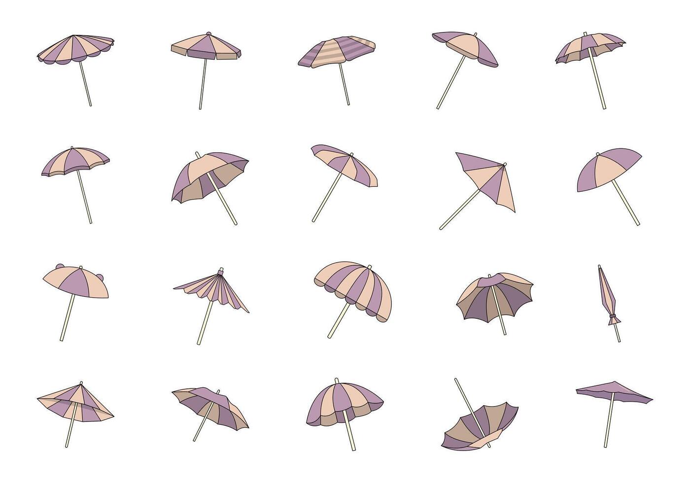 Beach Umbrella Icon Element Set vector