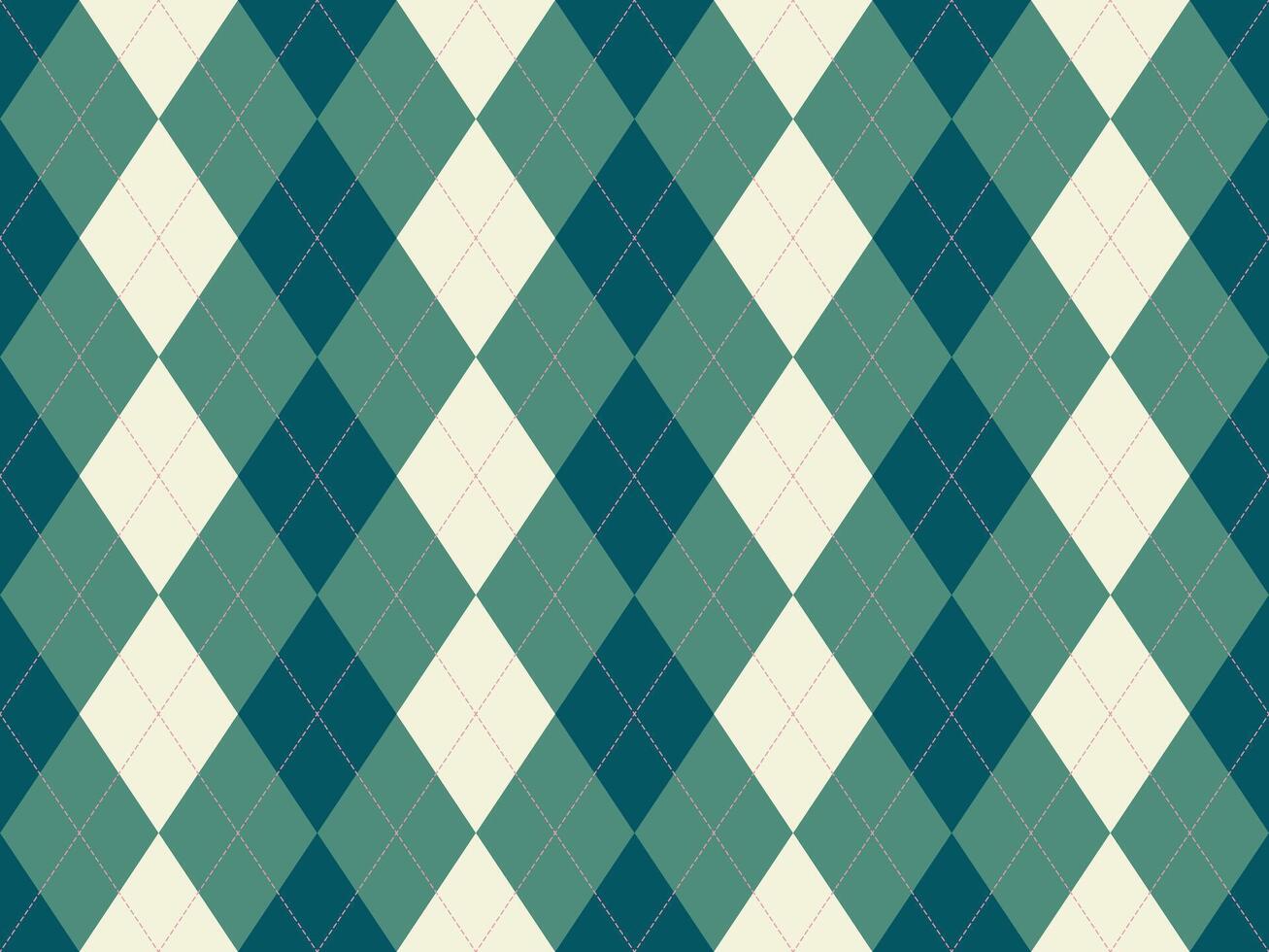 Elegant argyle pattern in teal and cream. Perfect for backgrounds, textiles, or website design. Classic, sophisticated aesthetic. Versatile and timeless graphic. vector