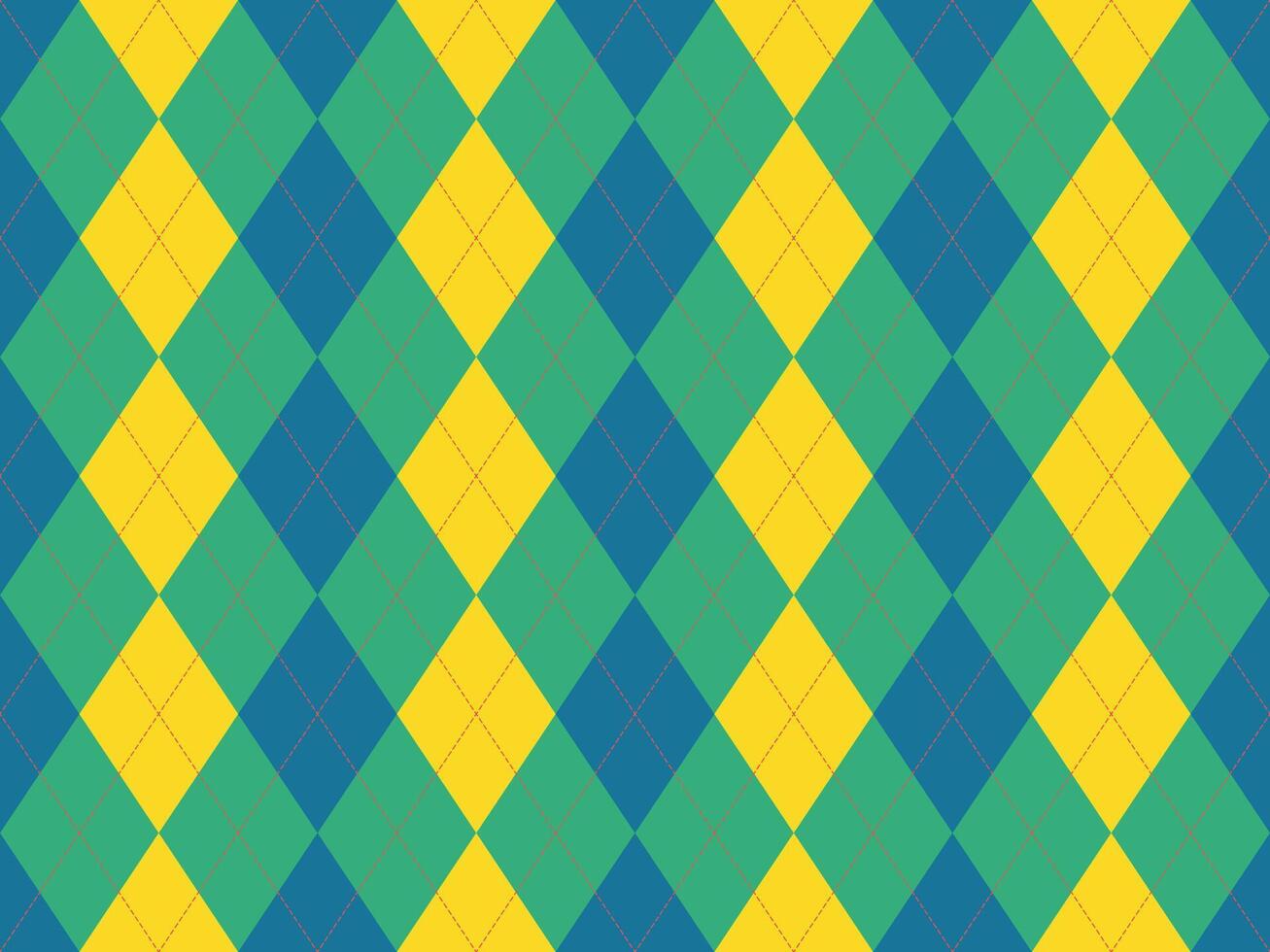 Vibrant argyle pattern in yellow, teal, and green. Perfect for backgrounds, textiles, or playful designs. This cheerful, geometric texture offers a retro vibe with modern appeal. vector