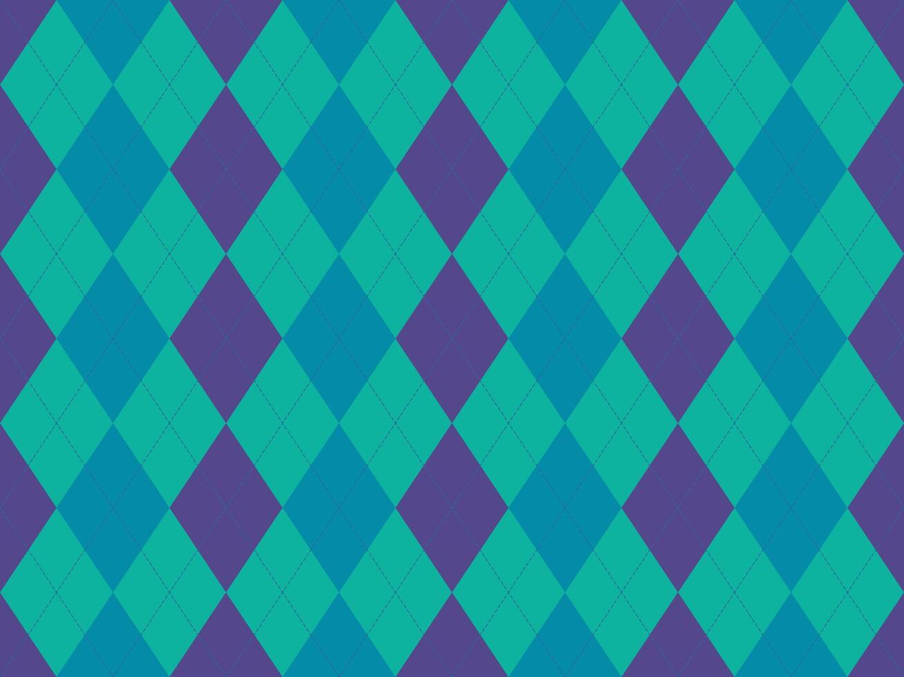 Vibrant teal and purple argyle pattern. Perfect for backgrounds, textiles, or fashion designs. This geometric, seamless texture offers a sophisticated yet playful aesthetic. vector