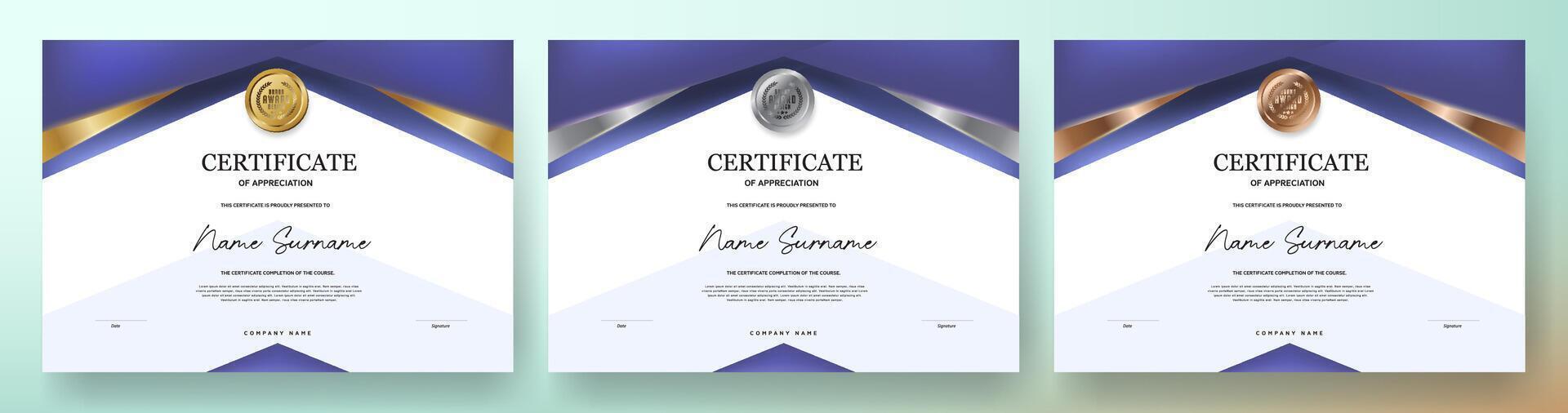 Certificate of appreciation or Award diploma template background design vector