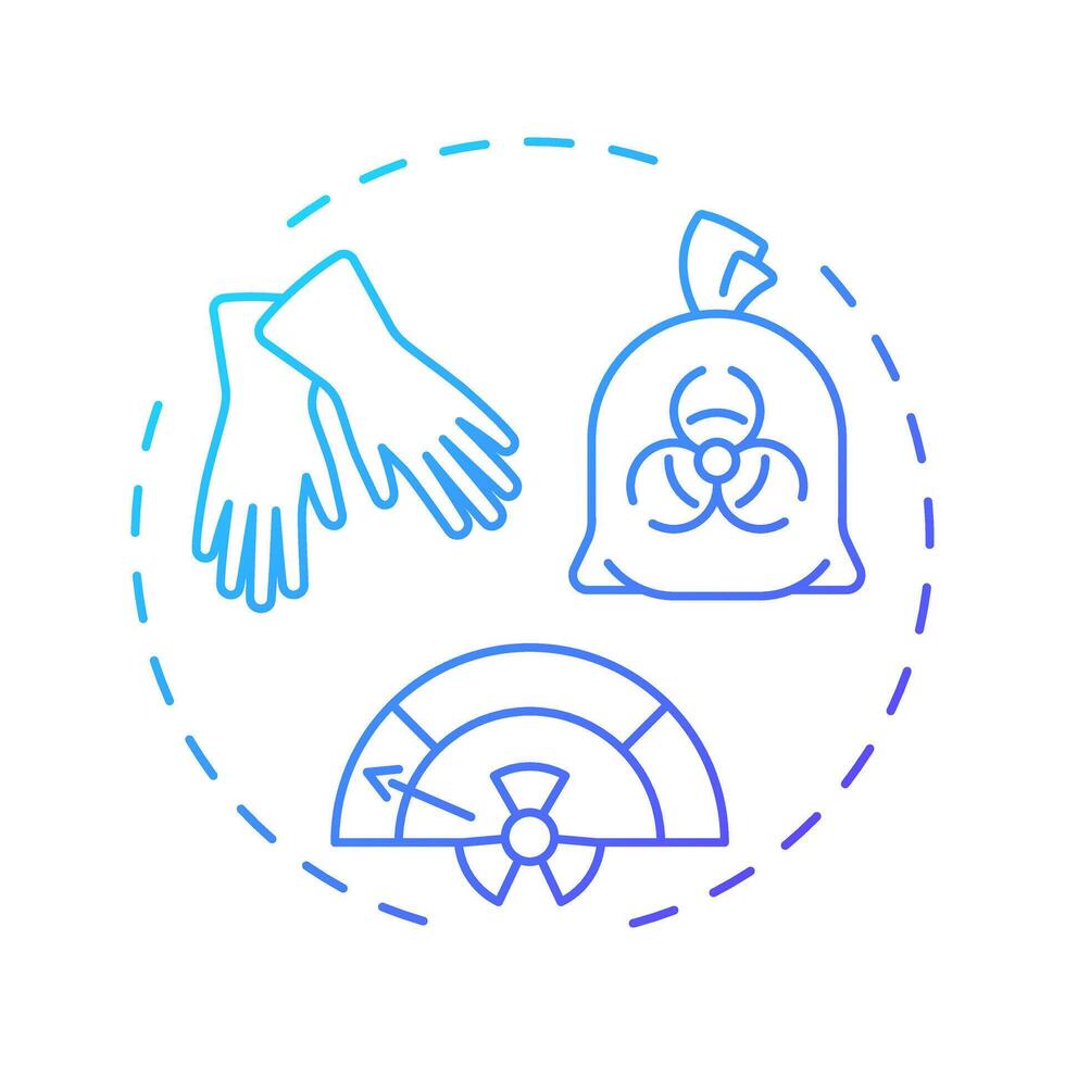 Low level waste blue gradient concept icon. Minimal shielding for handling. Type of nuclear processed materials. Round shape line illustration. Abstract idea. Graphic design. Easy to use in booklet vector