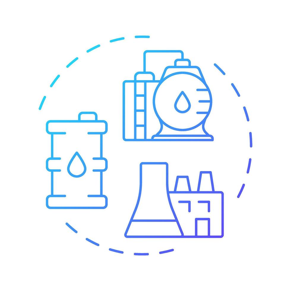 Fuel fabrication blue gradient concept icon. Transform into uranium dioxide powder. Nuclear supplies cycle. Round shape line illustration. Abstract idea. Graphic design. Easy to use in article vector