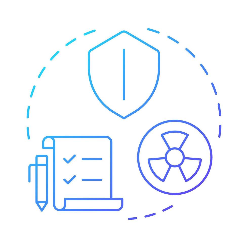 Nuclear safety blue gradient concept icon. Prevent accidents and manage risks. Protection from radiation. Round shape line illustration. Abstract idea. Graphic design. Easy to use in article vector