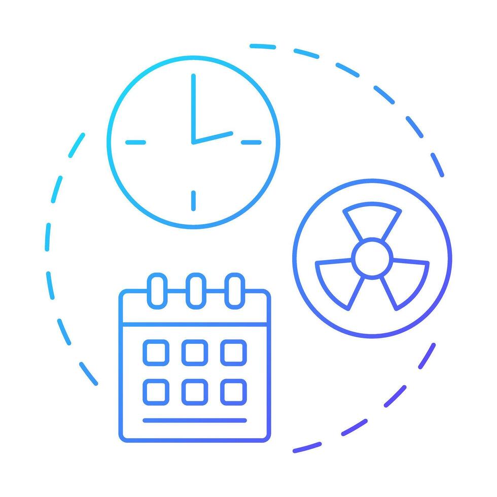 Time principle blue gradient concept icon. Minimizing duration to low doze of hazard. Radiation exposure. Round shape line illustration. Abstract idea. Graphic design. Easy to use in booklet vector