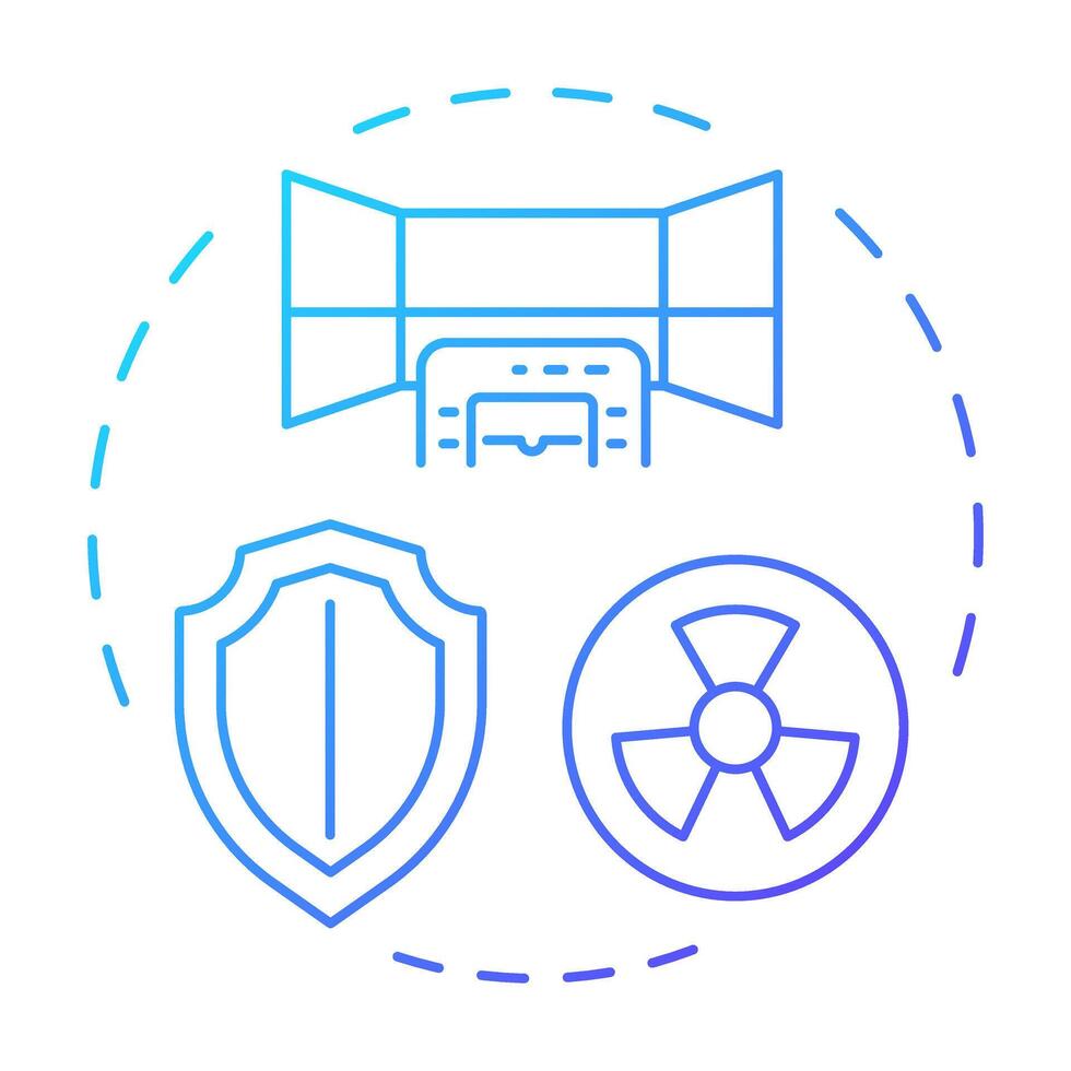 Shielding principle blue gradient concept icon. Physical barriers to block and reduce hazard. Radiation exposure. Round shape line illustration. Abstract idea. Graphic design. Easy to use in booklet vector