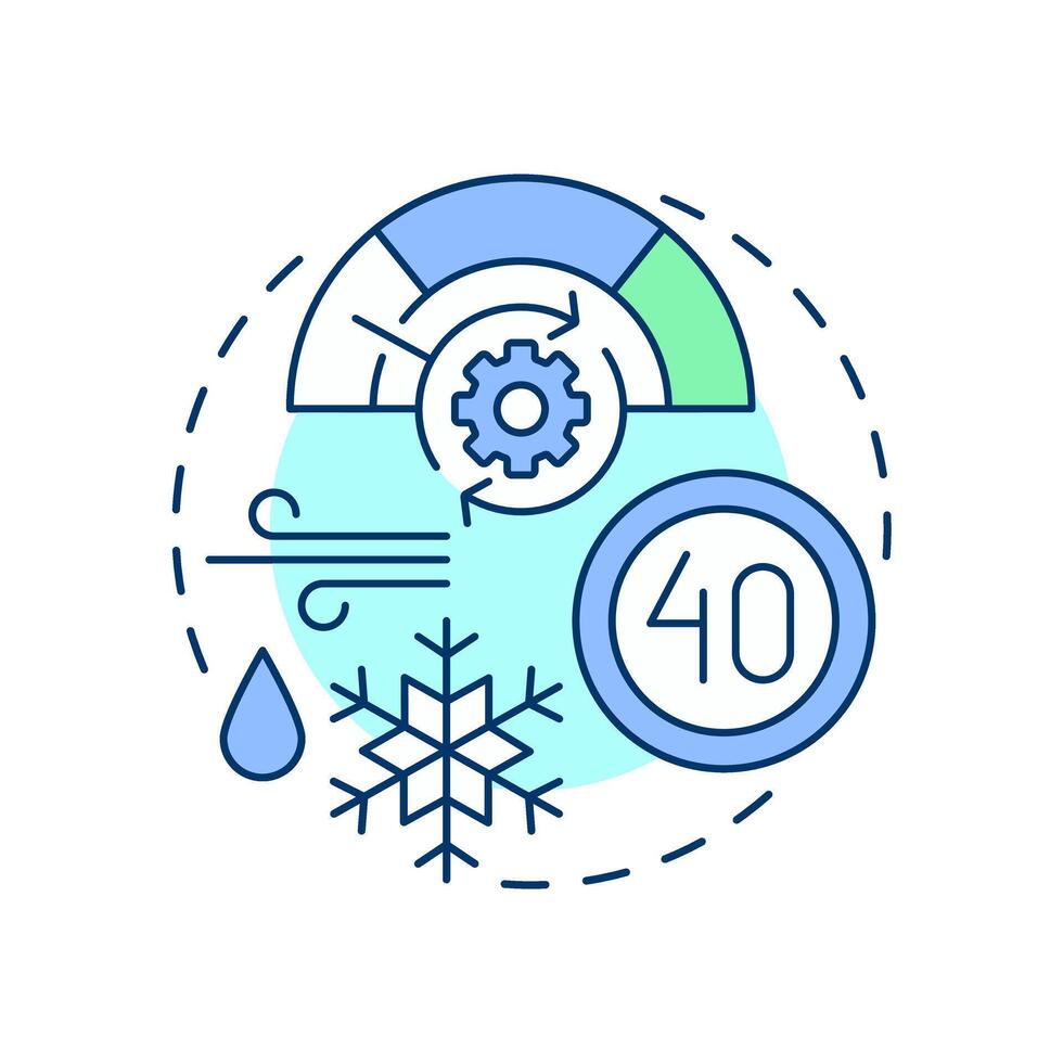 Dynamic speed limit multi color concept icon. Displays based on real-time conditions. Traffic management strategy. Round shape line illustration. Abstract idea. Graphic design. Easy to use in brochure vector