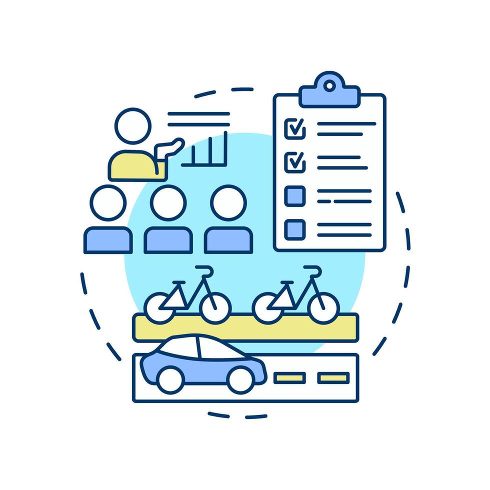 Traffic education multi color concept icon. Training of road safety rules. Transport management system. Round shape line illustration. Abstract idea. Graphic design. Easy to use in brochure vector