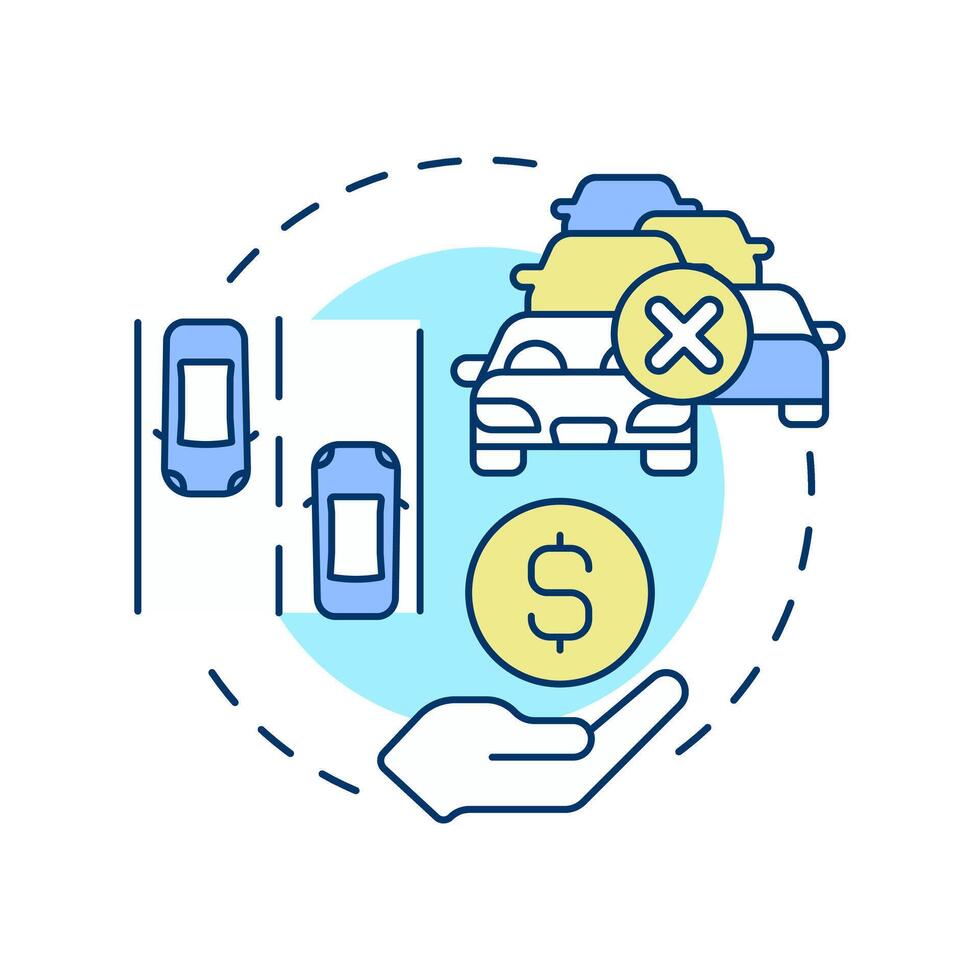 Traffic economics multi color concept icon. Economic prosperity and product pricing. Transport management. Round shape line illustration. Abstract idea. Graphic design. Easy to use in booklet vector