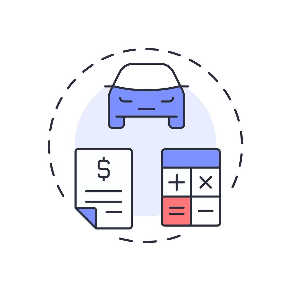 Preapproved car loan multi color concept icon. Debt calculation, credit. Buying vehicle. Round shape line illustration. Abstract idea. Graphic design. Easy to use in infographic, presentation vector