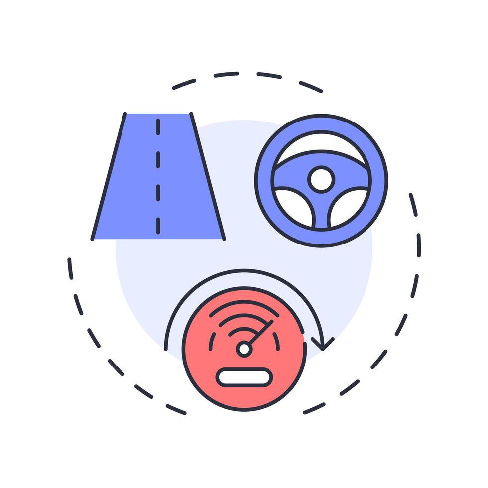 Test drive multi color concept icon. Car performance, speedometer. Road, travel. Round shape line illustration. Abstract idea. Graphic design. Easy to use in infographic, presentation vector