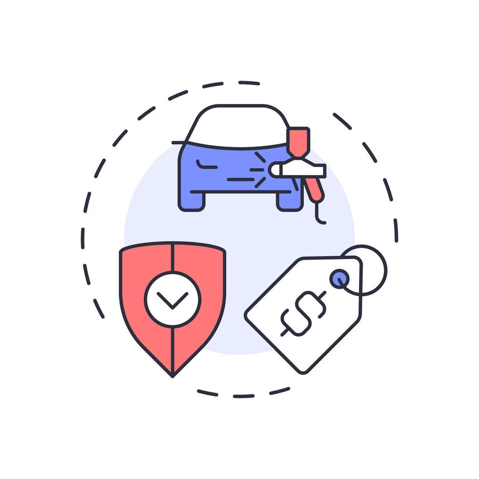 Dealer addons multi color concept icon. Manufacturer warranty, license. Price tag. Round shape line illustration. Abstract idea. Graphic design. Easy to use in infographic, presentation vector