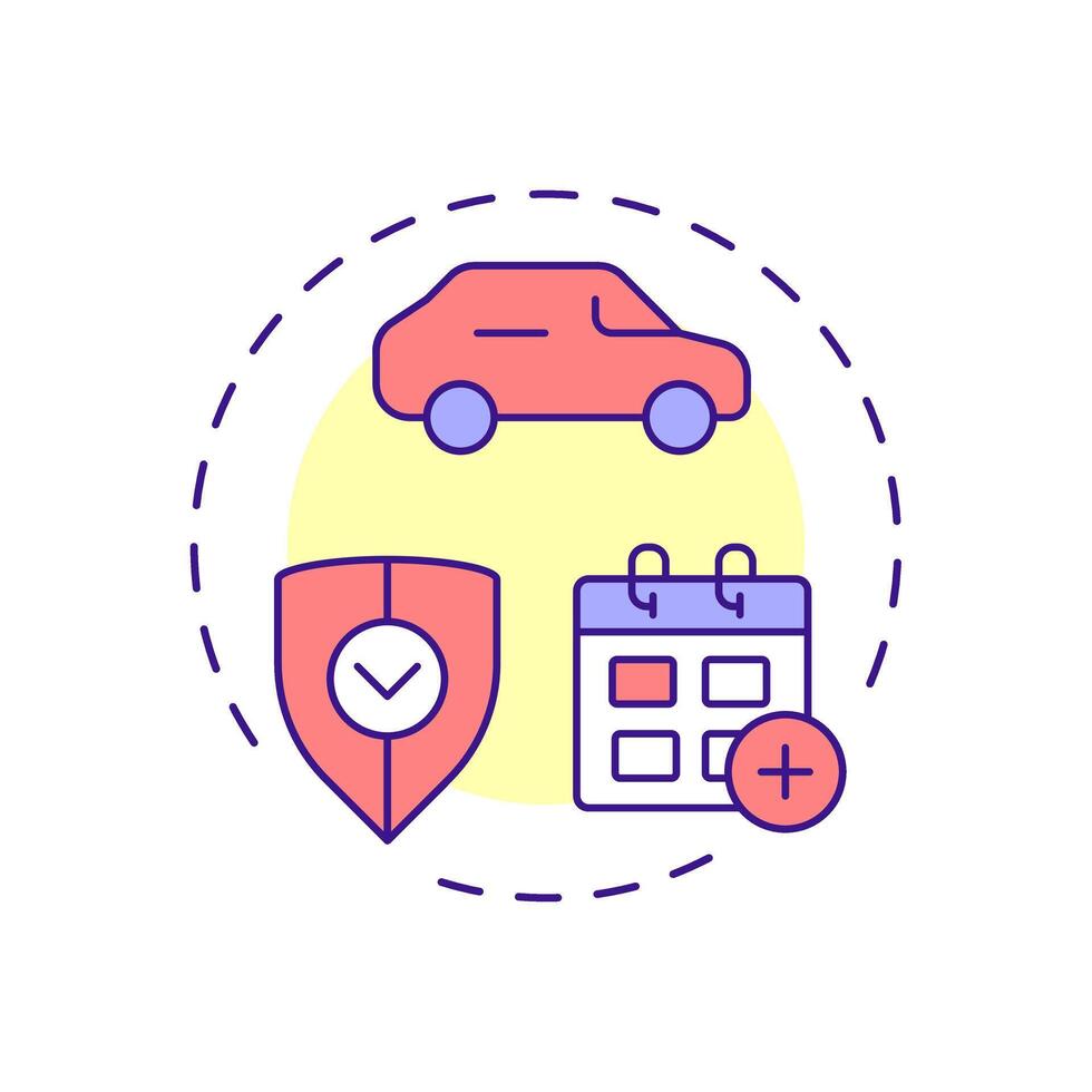 Extended warranty multi color concept icon. Security, protection. Monthly calendar. Round shape line illustration. Abstract idea. Graphic design. Easy to use in infographic, presentation vector