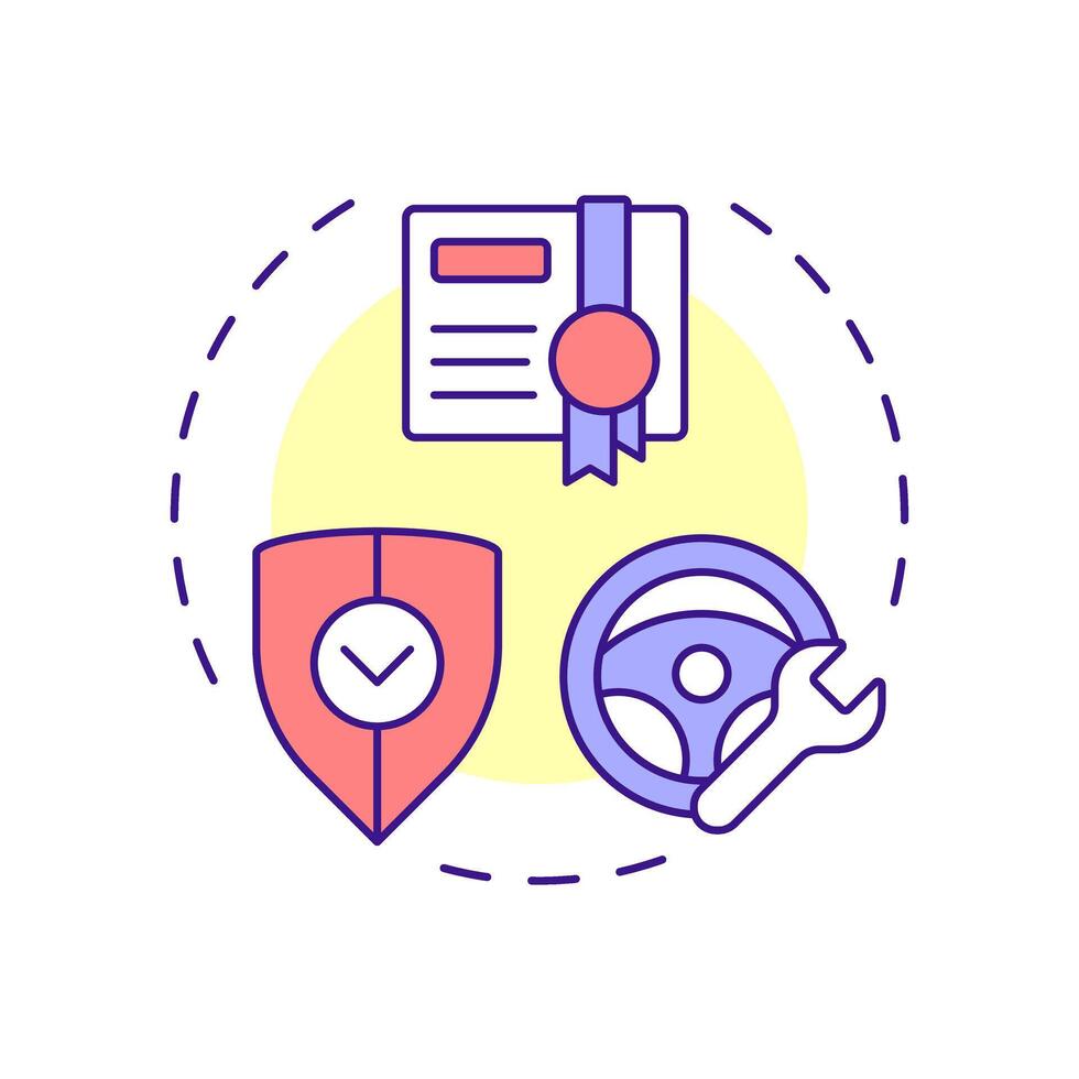 CPO warranty multi color concept icon. Certified pre owned. Certificate, license. Round shape line illustration. Abstract idea. Graphic design. Easy to use in infographic, presentation vector