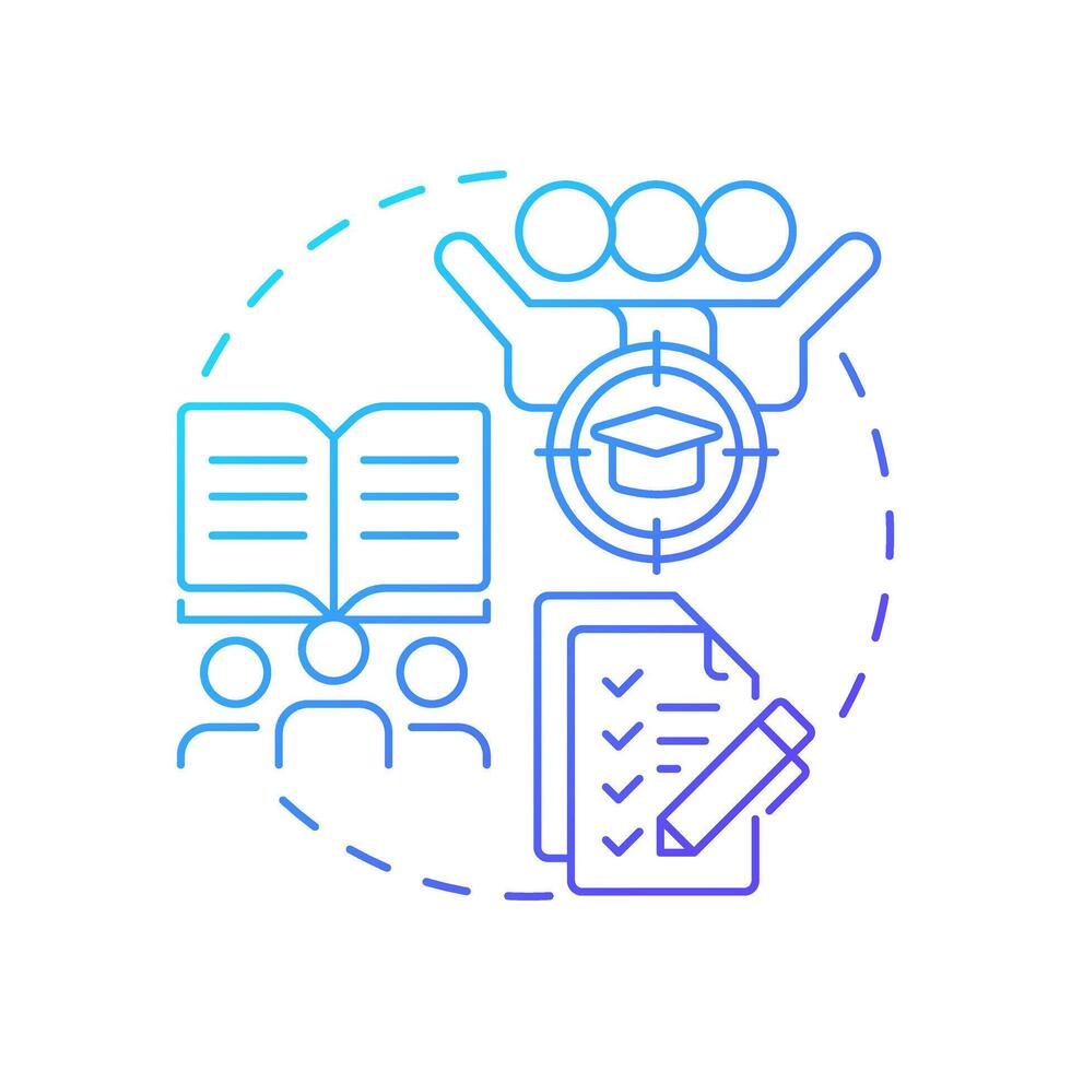 Formal cooperative learning blue gradient concept icon. Target goal. Task list, checklist. Round shape line illustration. Abstract idea. Graphic design. Easy to use in infographic, presentation vector